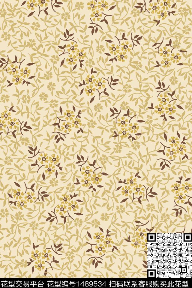 花卉雪纺小清新数码印花华亿平台下载（图片编号: 1489534） - 瓦栏（Walan）