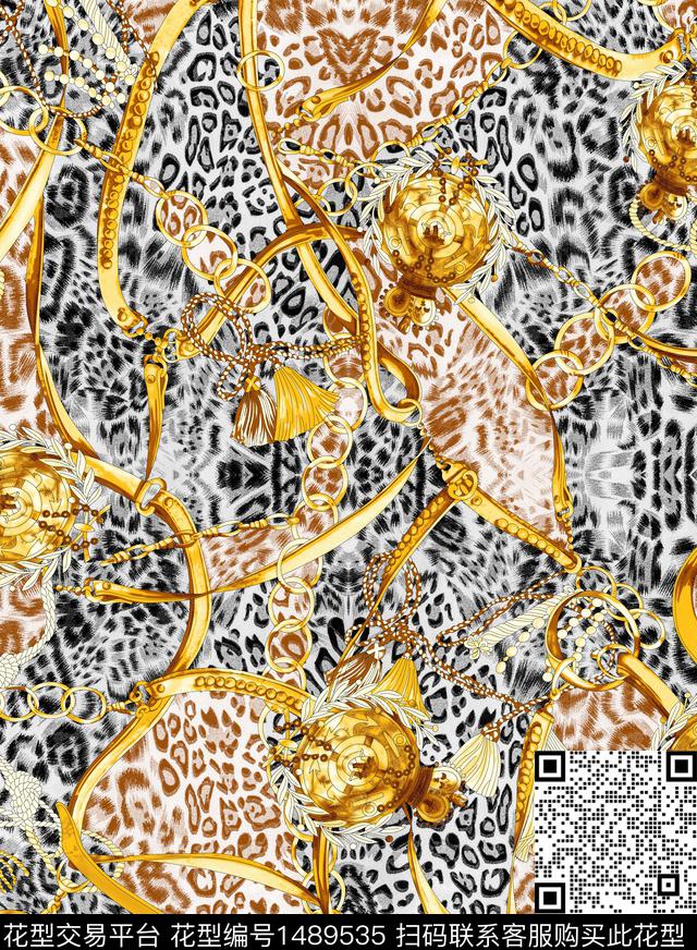 皮带豹纹链条数码印花华亿平台下载（图片编号: 1489535） - 瓦栏（Walan）