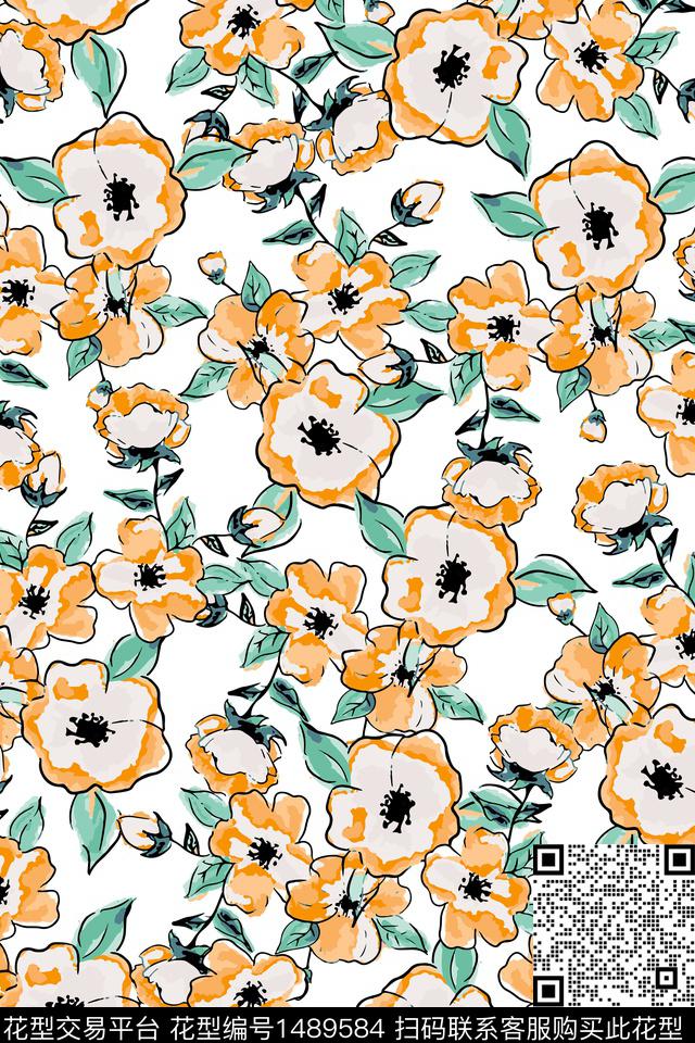 女装花卉大牌风数码印花华亿平台下载（图片编号: 1489584） - 瓦栏（Walan）