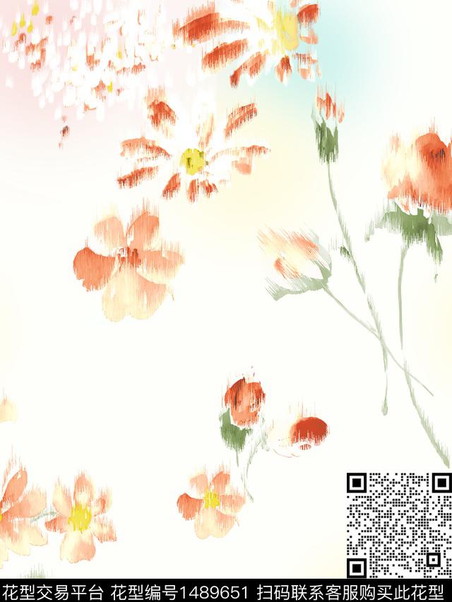 花卉满版散花春夏华亿平台传统印花华亿平台下载（图片编号: 1489651） - 瓦栏（Walan）