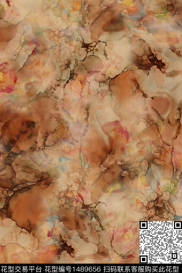 抽象花卉香云纱中老年数码印花华亿平台下载（图片编号: 1489656） - 瓦栏（Walan）