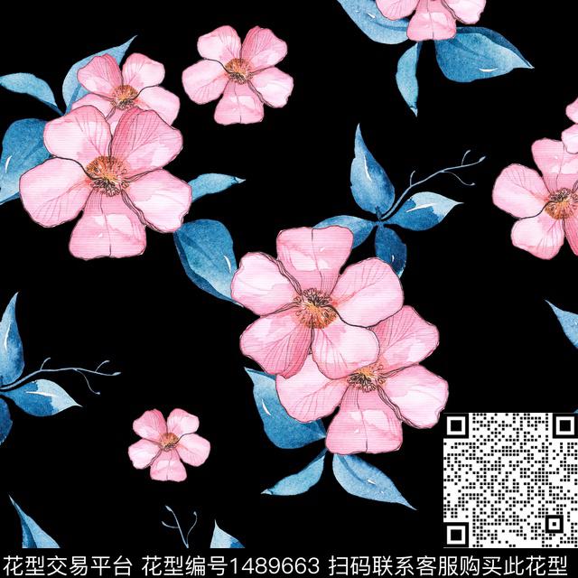 花卉大牌风大花数码印花华亿平台下载（图片编号: 1489663） - 瓦栏（Walan）