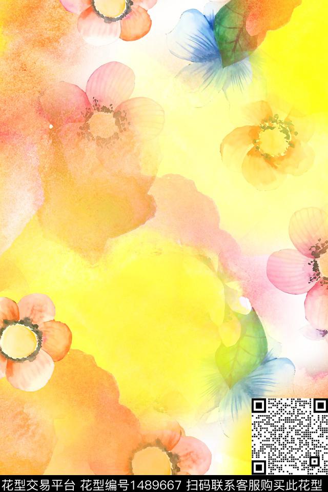 连衣裙肌理小清新数码印花华亿平台下载（图片编号: 1489667） - 瓦栏（Walan）