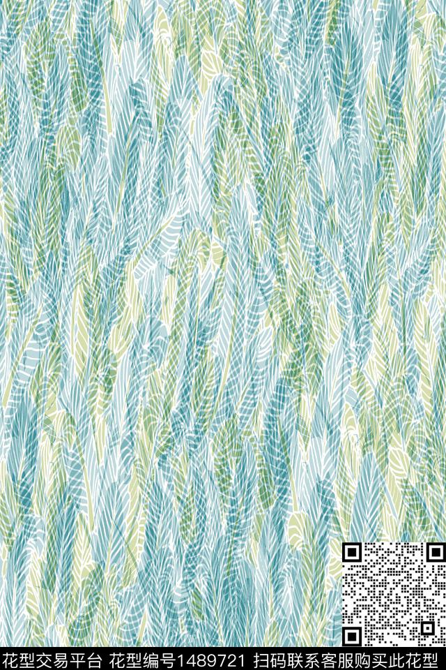 绿植树叶雪纺大牌风数码印花华亿平台下载（图片编号: 1489721） - 瓦栏（Walan）