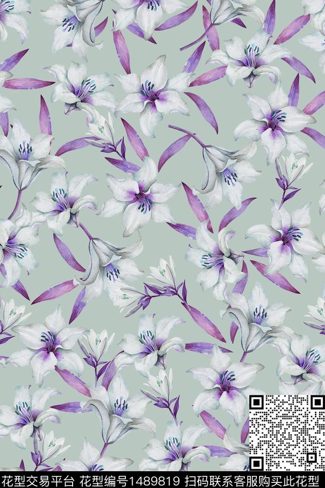 绿植树叶花卉大牌风数码印花华亿平台下载（图片编号: 1489819） - 瓦栏（Walan）