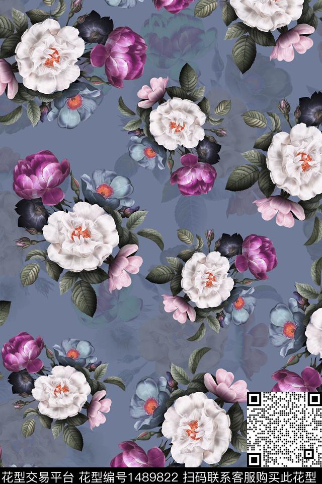 菊花扎染华亿平台花卉数码印花华亿平台下载（图片编号: 1489822） - 瓦栏（Walan）