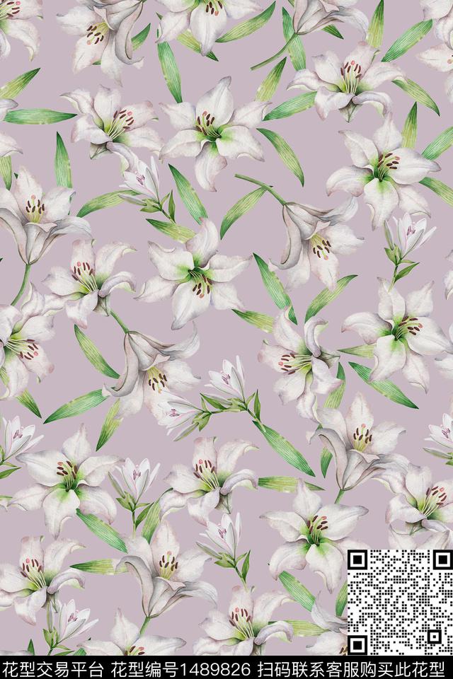 绿植树叶花卉年轻女性数码印花华亿平台下载（图片编号: 1489826） - 瓦栏（Walan）