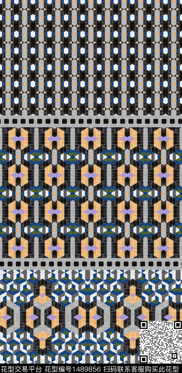 几何格子简约数码印花华亿平台下载（图片编号: 1489856） - 瓦栏（Walan）