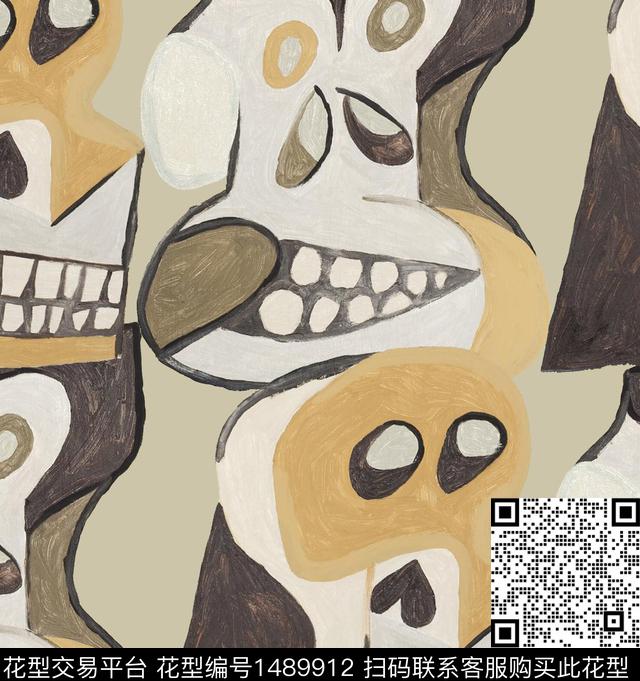 抽象趣味搞怪数码印花华亿平台下载（图片编号: 1489912） - 瓦栏（Walan）