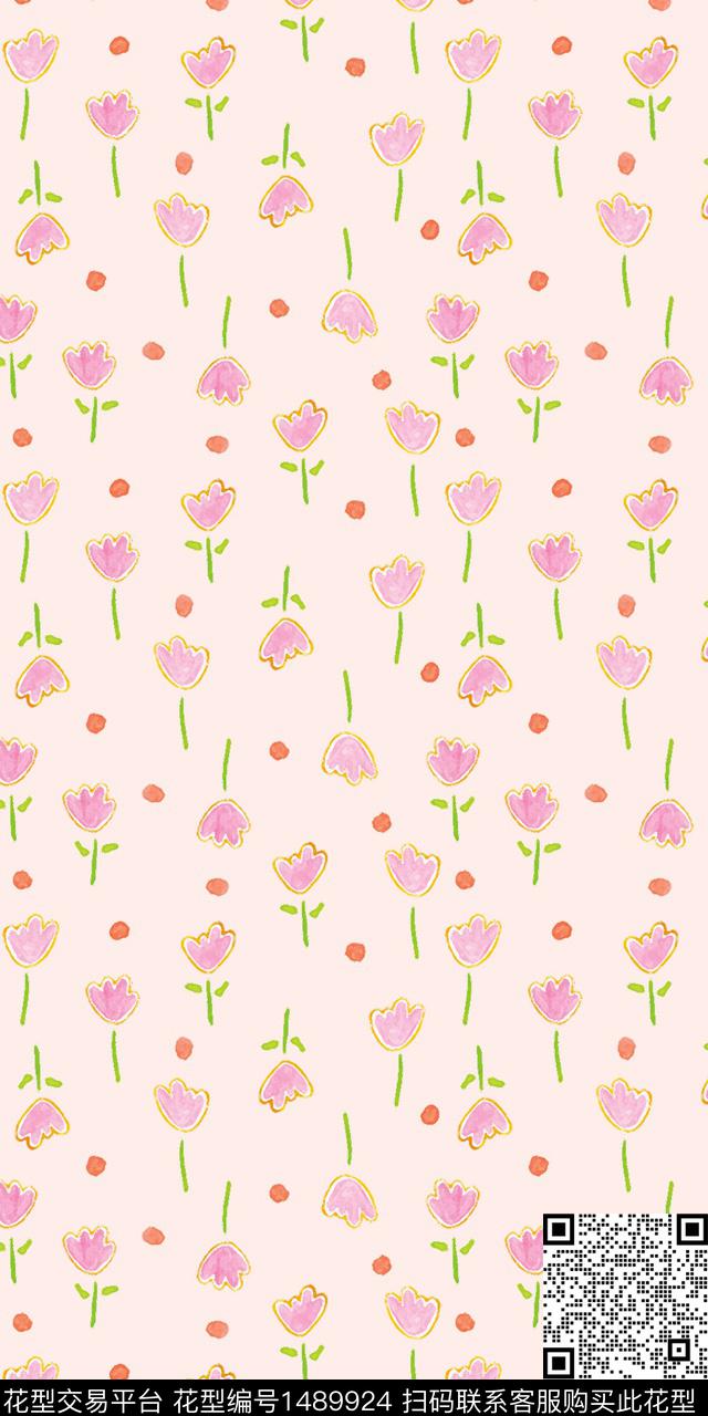 绿植树叶花卉小碎花数码印花华亿平台下载（图片编号: 1489924） - 瓦栏（Walan）