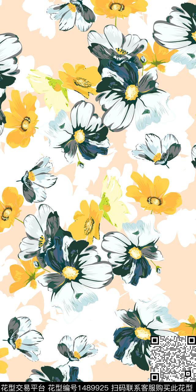 花卉大牌风植物数码印花华亿平台下载（图片编号: 1489925） - 瓦栏（Walan）