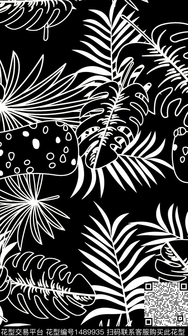 数码华亿平台绿植树叶几何数码印花华亿平台下载（图片编号: 1489935） - 瓦栏（Walan）