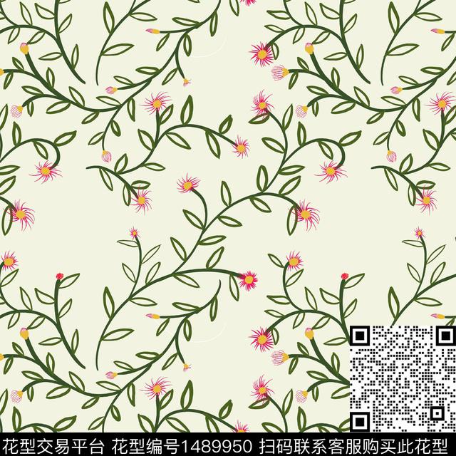 花卉春夏华亿平台绿植树叶传统印花华亿平台下载（图片编号: 1489950） - 瓦栏（Walan）