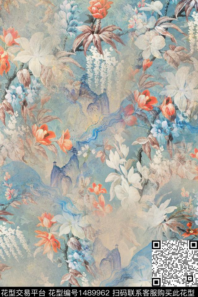 数码华亿平台绿植树叶女装数码印花华亿平台下载（图片编号: 1489962） - 瓦栏（Walan）