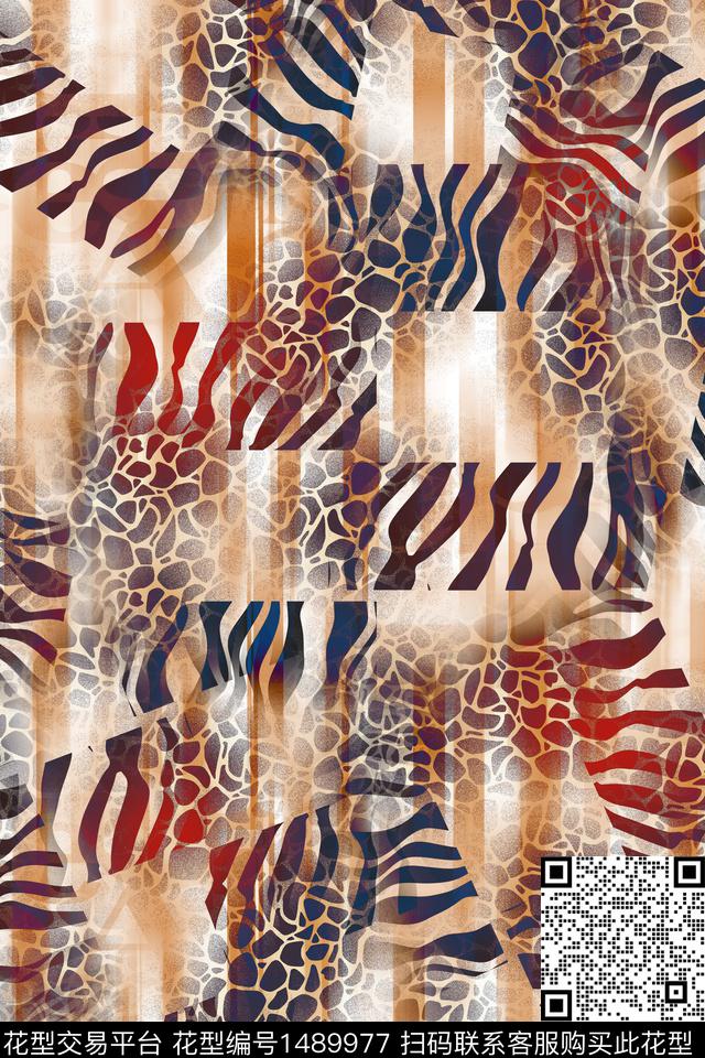 炫彩肌理抽象花卉数码印花华亿平台下载（图片编号: 1489977） - 瓦栏（Walan）