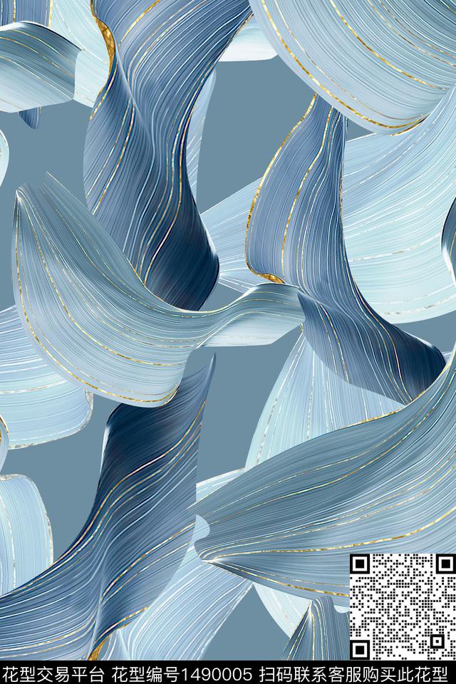 几何肌理抽象花卉数码印花华亿平台下载（图片编号: 1490005） - 瓦栏（Walan）