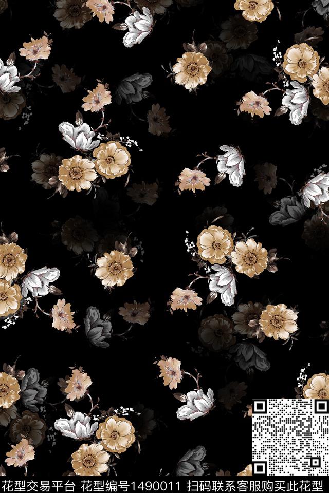 清爽底花卉花卉大牌风数码印花华亿平台下载（图片编号: 1490011） - 瓦栏（Walan）