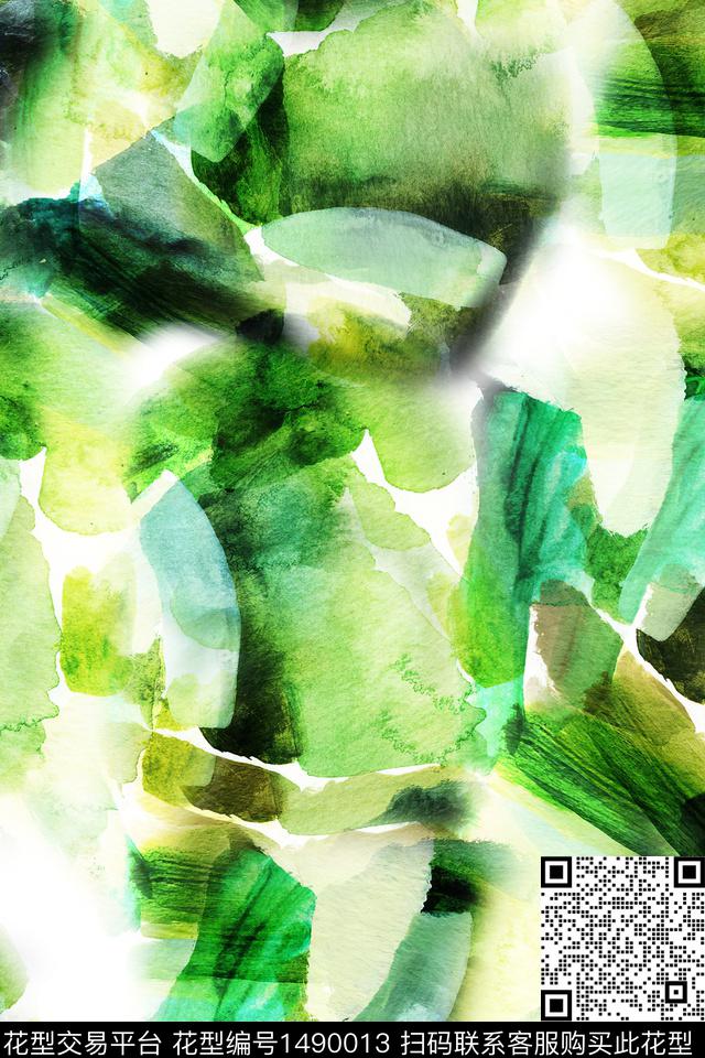 小清新抽象真丝数码印花华亿平台下载（图片编号: 1490013） - 瓦栏（Walan）