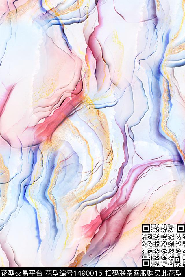 小清新抽象真丝数码印花华亿平台下载（图片编号: 1490015） - 瓦栏（Walan）