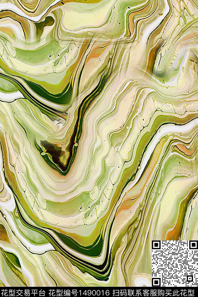 小清新抽象真丝数码印花华亿平台下载（图片编号: 1490016） - 瓦栏（Walan）