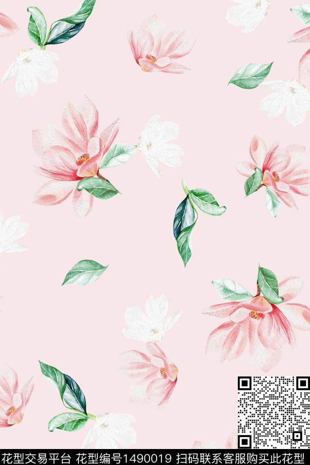 清爽底花卉花卉大牌风数码印花华亿平台下载（图片编号: 1490019） - 瓦栏（Walan）