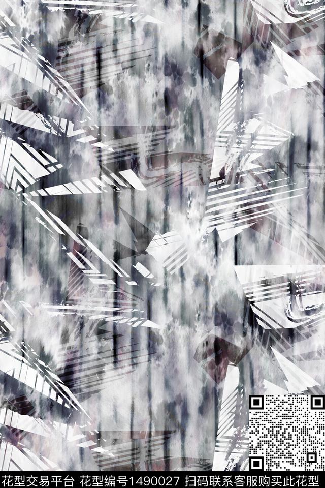 时尚男装抽象数码印花华亿平台下载（图片编号: 1490027） - 瓦栏（Walan）