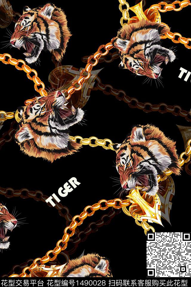 老虎链条男装数码印花华亿平台下载（图片编号: 1490028） - 瓦栏（Walan）