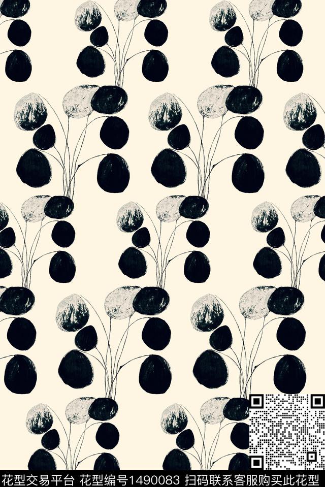 艺术水墨风圆形数码印花华亿平台下载（图片编号: 1490083） - 瓦栏（Walan）