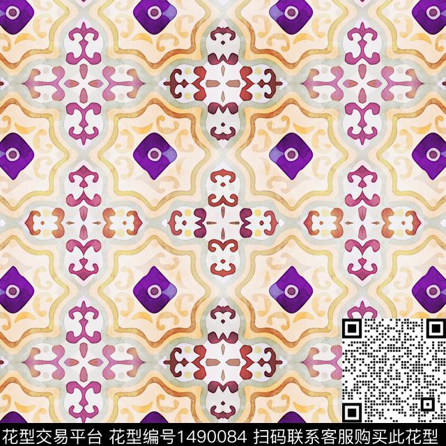 几何扎染华亿平台民族风数码印花华亿平台下载（图片编号: 1490084） - 瓦栏（Walan）