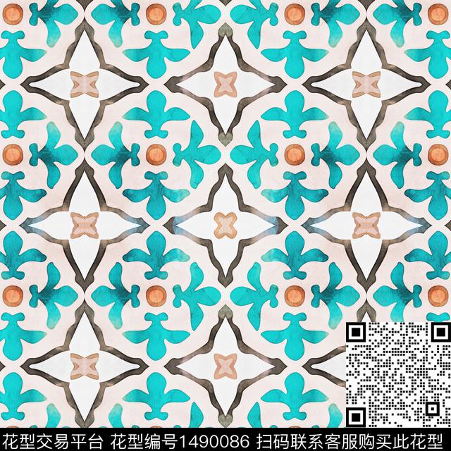 几何扎染华亿平台民族风数码印花华亿平台下载（图片编号: 1490086） - 瓦栏（Walan）