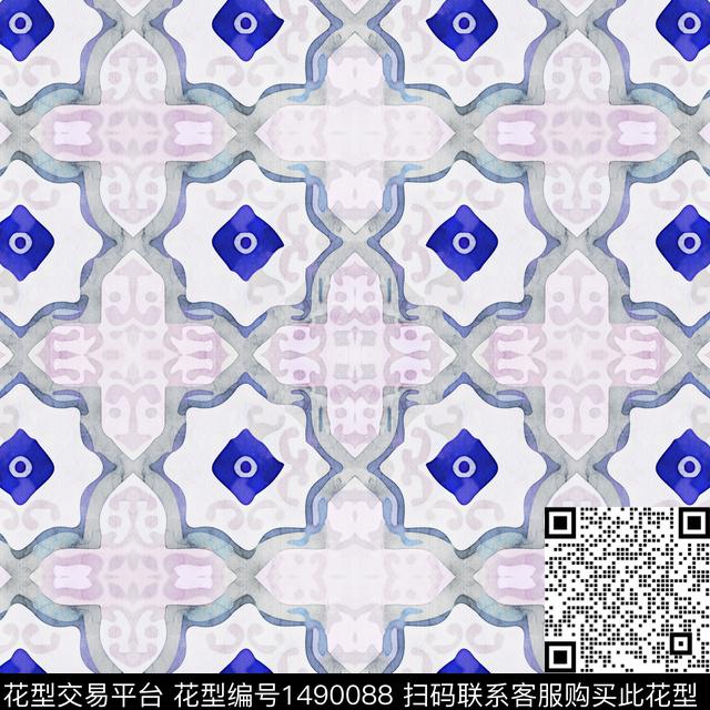 几何扎染华亿平台民族风数码印花华亿平台下载（图片编号: 1490088） - 瓦栏（Walan）