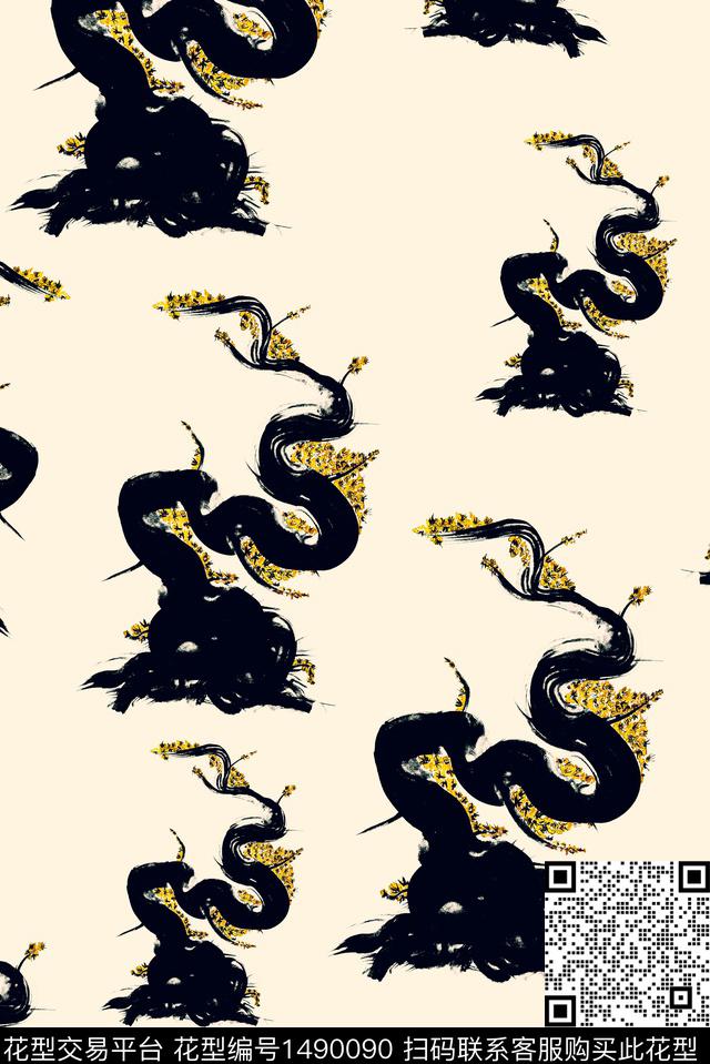 抽象真丝涂鸦数码印花华亿平台下载（图片编号: 1490090） - 瓦栏（Walan）