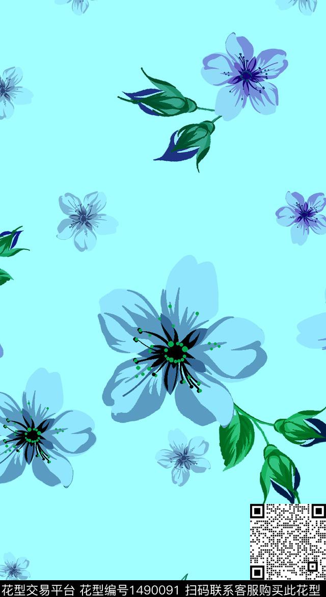 茉莉花花卉大牌风数码印花华亿平台下载（图片编号: 1490091） - 瓦栏（Walan）