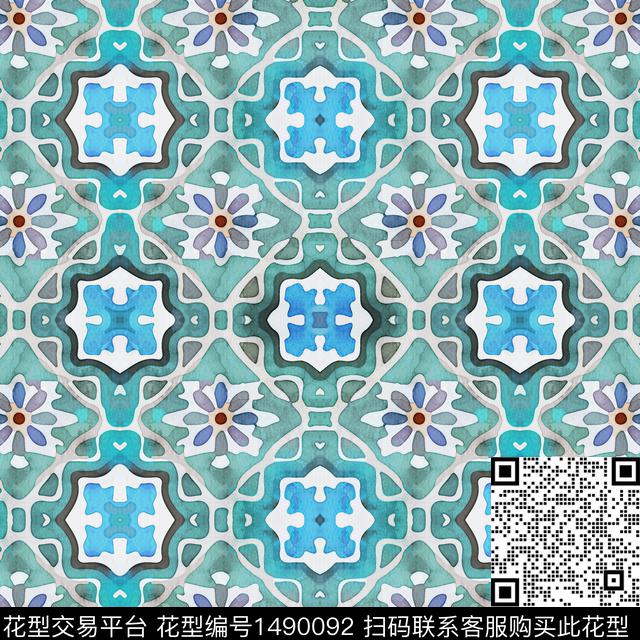 几何扎染华亿平台民族风数码印花华亿平台下载（图片编号: 1490092） - 瓦栏（Walan）