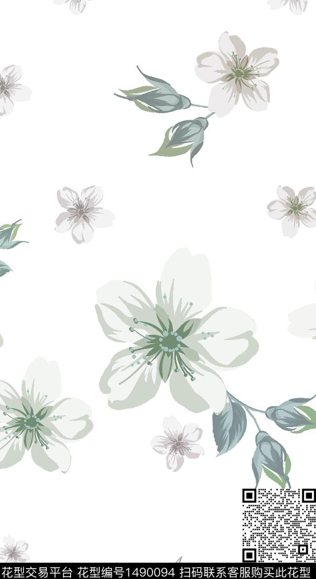 茉莉花花卉大牌风数码印花华亿平台下载（图片编号: 1490094） - 瓦栏（Walan）