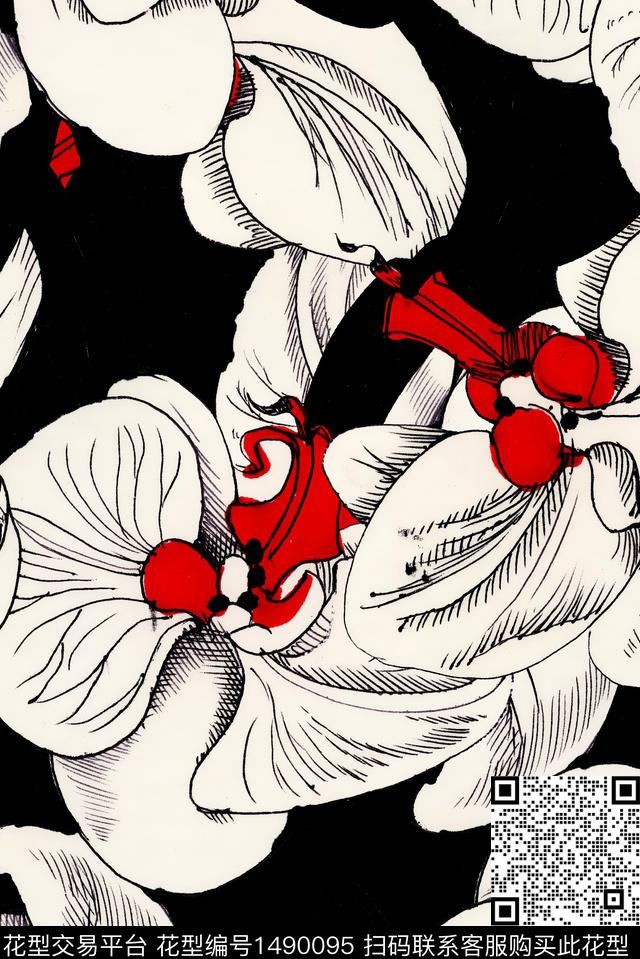 花卉大牌风年轻女性数码印花华亿平台下载（图片编号: 1490095） - 瓦栏（Walan）