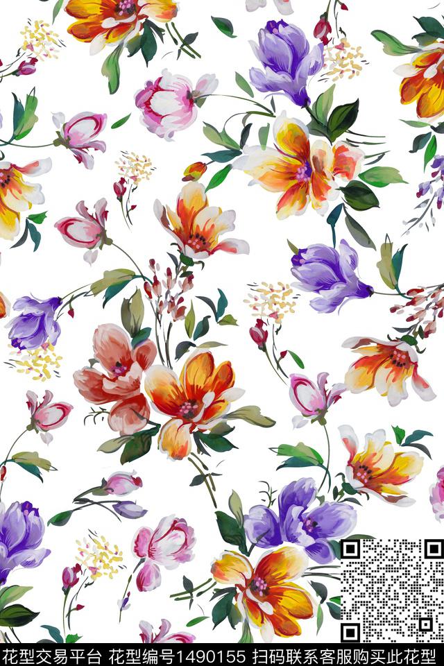 清爽底花卉花卉小碎花数码印花华亿平台下载（图片编号: 1490155） - 瓦栏（Walan）