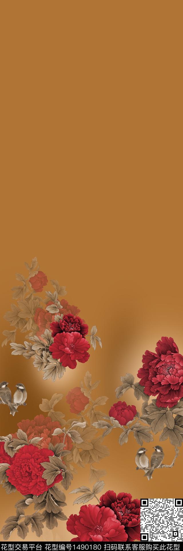 花卉大牌风香云纱数码印花华亿平台下载（图片编号: 1490180） - 瓦栏（Walan）