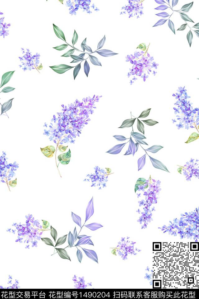 清爽底花卉花卉大牌风数码印花华亿平台下载（图片编号: 1490204） - 瓦栏（Walan）