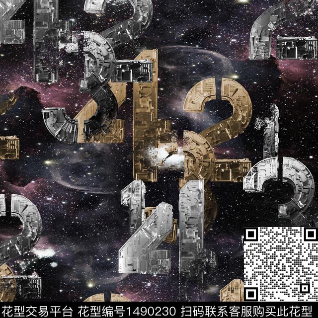 趋势华亿平台星空抽象男装数码印花华亿平台下载（图片编号: 1490230） - 瓦栏（Walan）