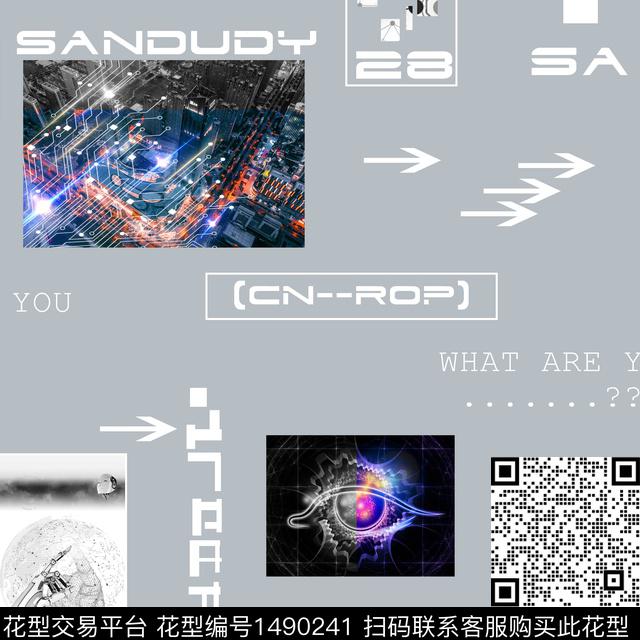 手抽象男装大牌风数码印花华亿平台下载（图片编号: 1490241） - 瓦栏（Walan）