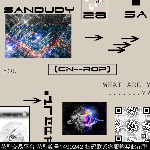 手抽象男装大牌风数码印花华亿平台下载（图片编号: 1490242） - 瓦栏（Walan）