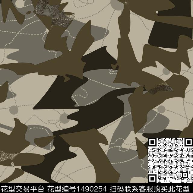几何迷彩抽象男装传统印花华亿平台下载（图片编号: 1490254） - 瓦栏（Walan）