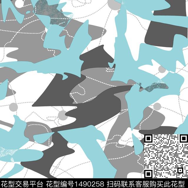几何迷彩抽象男装传统印花华亿平台下载（图片编号: 1490258） - 瓦栏（Walan）