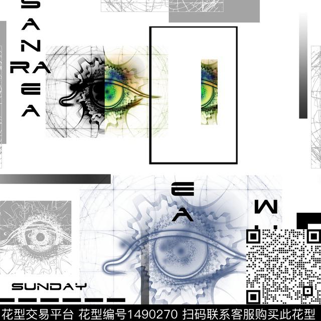几何字母眼睛传统印花华亿平台下载（图片编号: 1490270） - 瓦栏（Walan）