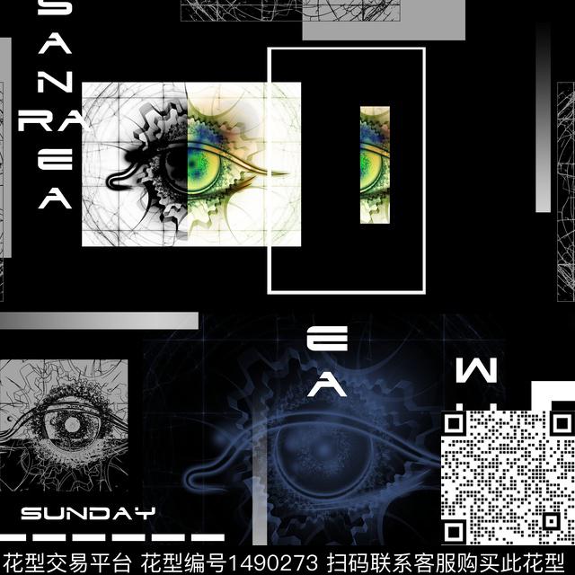 几何字母眼睛传统印花华亿平台下载（图片编号: 1490273） - 瓦栏（Walan）