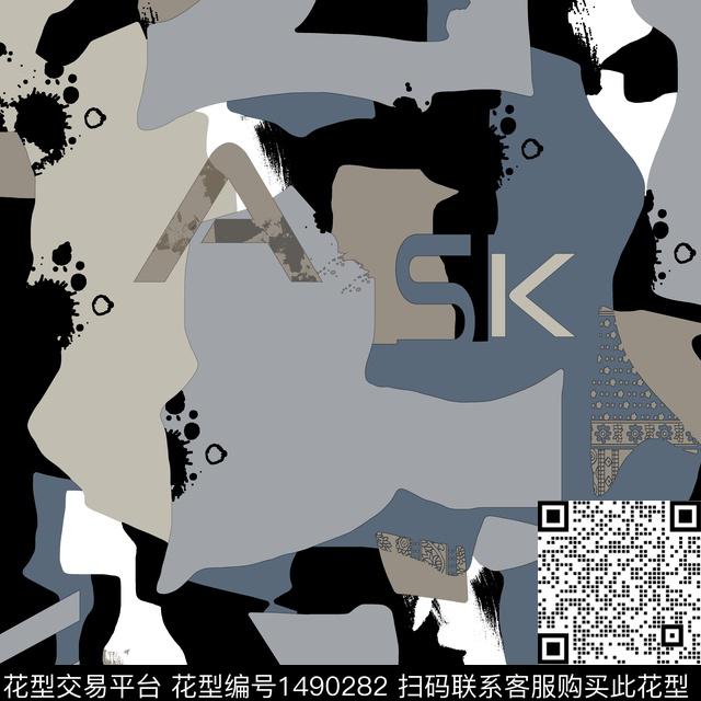 几何字母趋势华亿平台传统印花华亿平台下载（图片编号: 1490282） - 瓦栏（Walan）