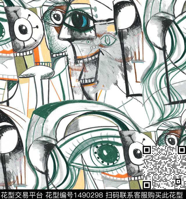 抽象男装趣味搞怪数码印花华亿平台下载（图片编号: 1490298） - 瓦栏（Walan）