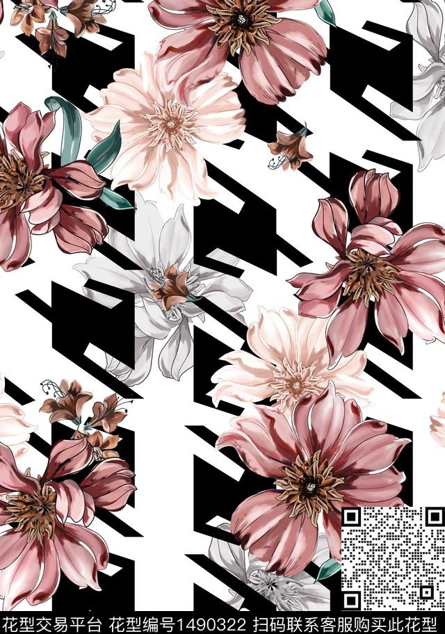 千鸟格格子民族风传统印花华亿平台下载（图片编号: 1490322） - 瓦栏（Walan）