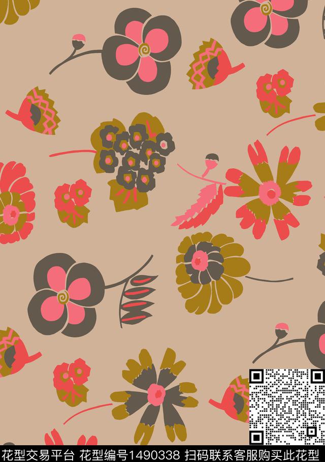 民族风花卉小碎花数码印花华亿平台下载（图片编号: 1490338） - 瓦栏（Walan）